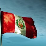 Peru flag waving on the wind