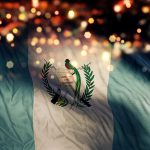 Guatemala National Flag Light Night Bokeh Abstract Background