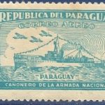 PARAGUAY FRANCOBOLLO 3 PESOS CANNONIERA PARAGUAY