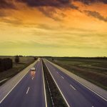 Highway in stormy day