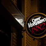 BELGRADE, SERBIA – FEBRUARY 1, 2020:  Caffe Vergnano logo in front of one of their retailer cafe in Belgrade. Caffe Vergnano is an italian coffee producer, distributor and retailer.