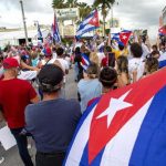 Cuban-Americans demonstrate to support protests in Cuba