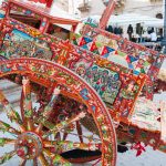 View of a typical colorful sicilian cart with its characteristic decorations