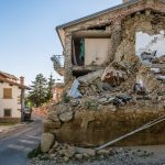 Destroyed houses and rubble of the earthquake that struck the town of Amatrice in the Lazio region of Italy. The strong earthquake took place on August 24, 2016.