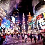 Illuminated Times Square at evening – is the most popular tourist spot